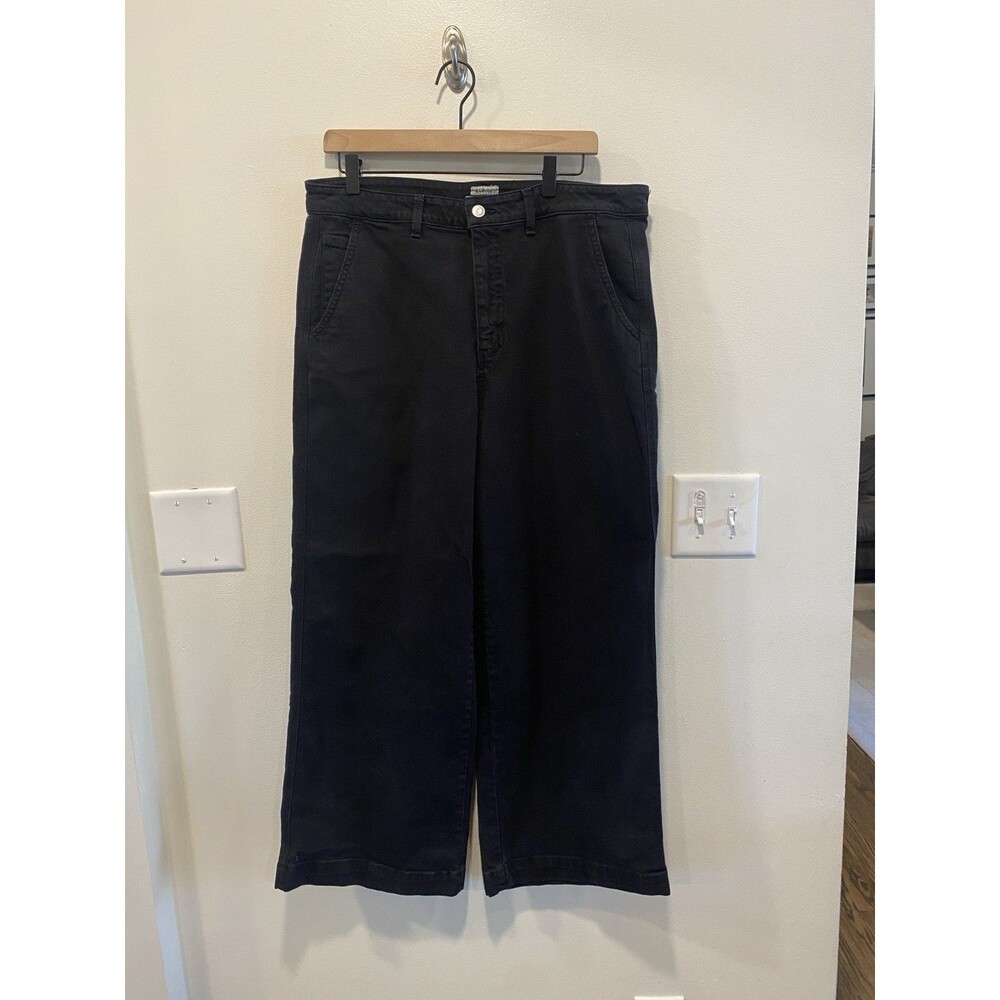 L.L. Bean Women'ss Wide Leg Jeans Size 16 Black Denim High Rise